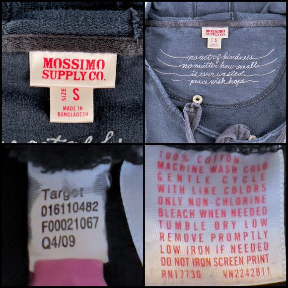 Mossimo Supply Co. (Target) Distressed Pullover Hoodie Small Black 100% Cotton - Picture 11 of 14